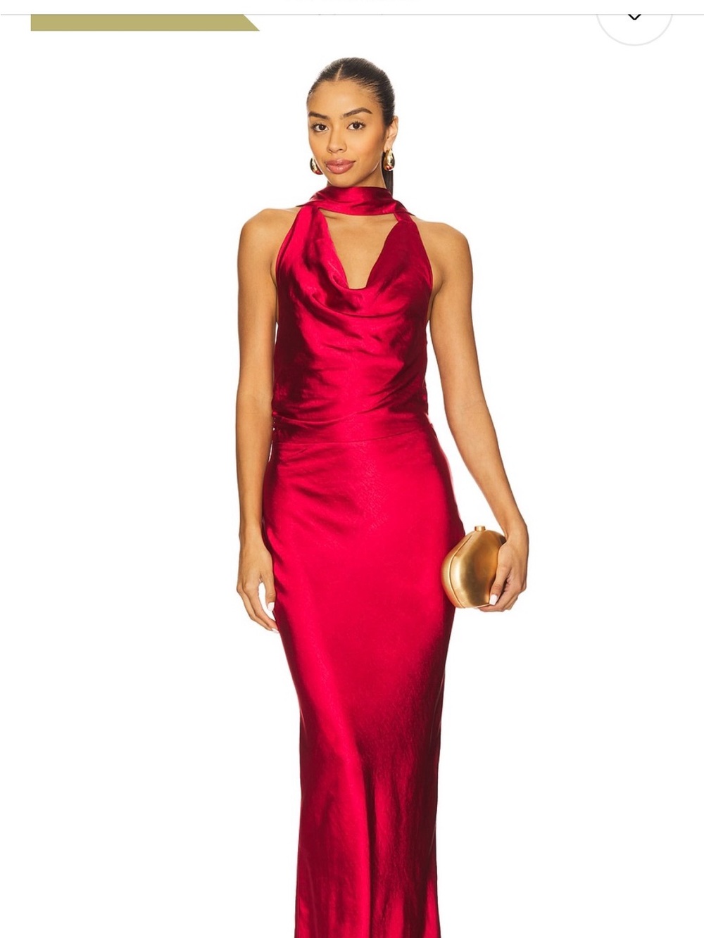 Red Satin Halter Evening Dress NWT